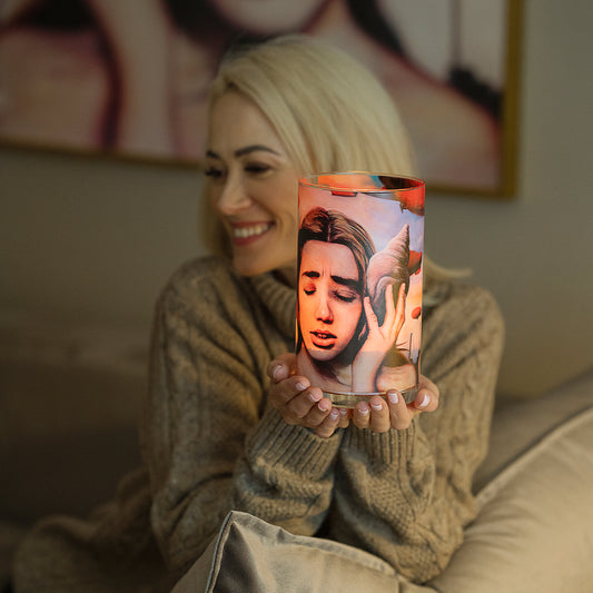 Atomra Home glass candle, listening to the ocean, Algis Kriščiūnas, glass vase, natural wax, long burning hours, DIY, perfect gift idea, luxury candle, eco, long-lasting candle, interior design