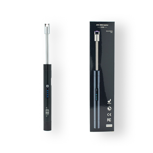 Atomra Home USB lighter, flexible long neck, USB rechargeable lighter, candle electric arc lighter with LED battery display, safety protection