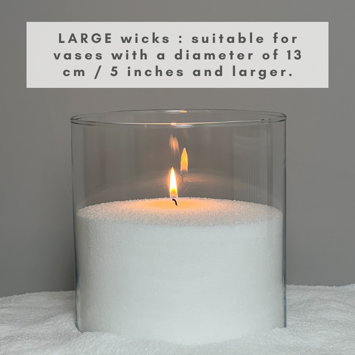 Large Wick thickness for Candle Sand Large Wicks suitable for vases with a diameter of 13 cm / 5 inches and larger