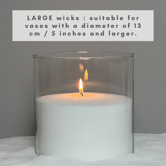 Large Wick thickness for Candle Sand Large Wicks suitable for vases with a diameter of 13 cm / 5 inches and larger
