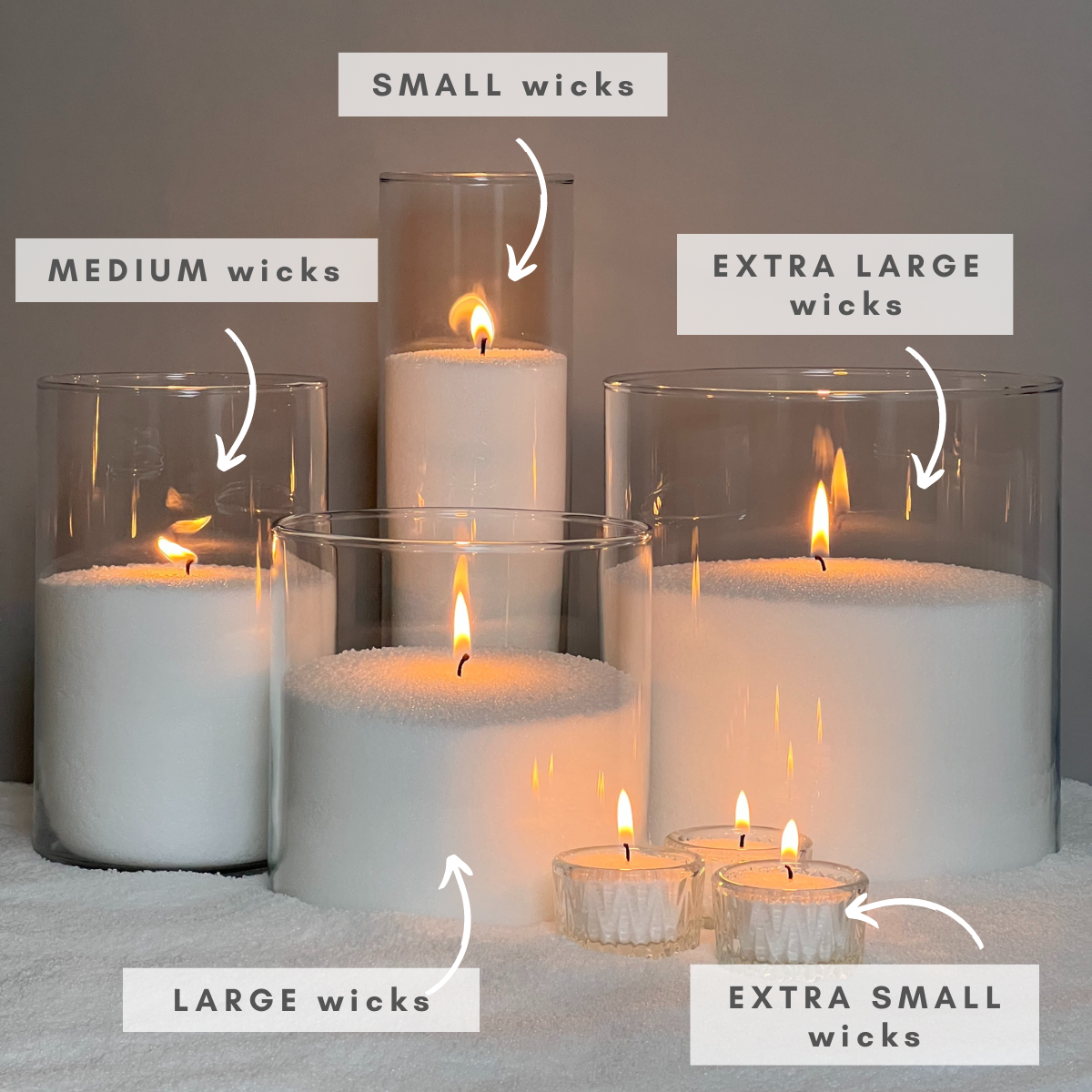 Wicks sizes Different Wicks thickness Wicks Extra Small Small Medium Large Extra Large Wicks Candle Sand Wax Sand Candle Pearled Candle