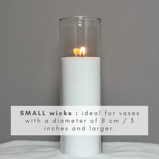Small Wicks ideal for vases with a diameter of 8 cm / 3 inches and larger