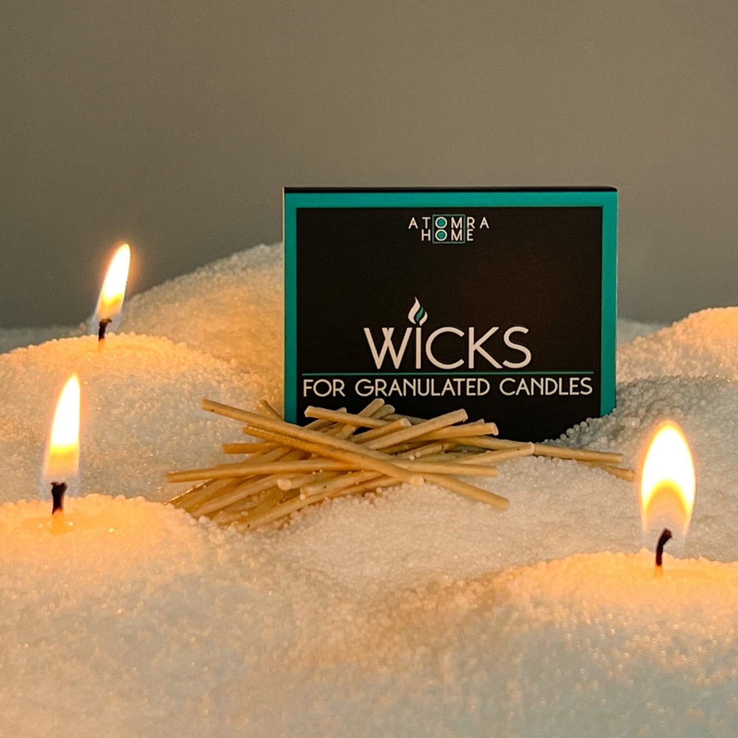 Atomra Home wicks for granulated candles, long burning hours, DIY, home, candle, zero waste, eco friendly