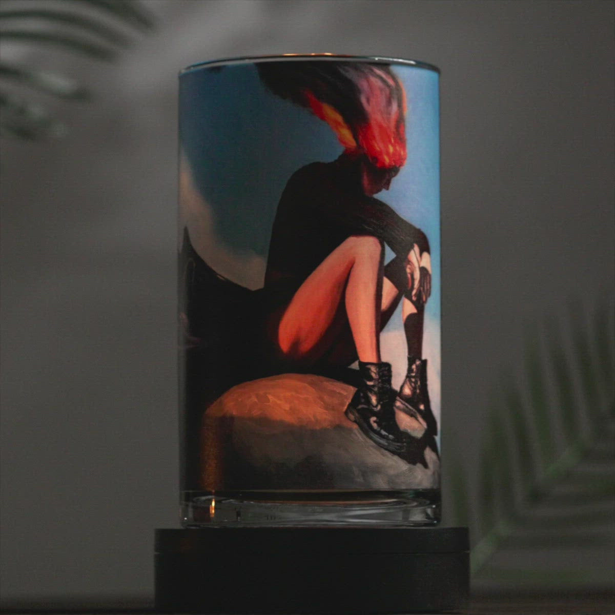 Atomra Home ''love burns her head'' burning men glass candle vase, holder, home interior, design, 2022 idea.