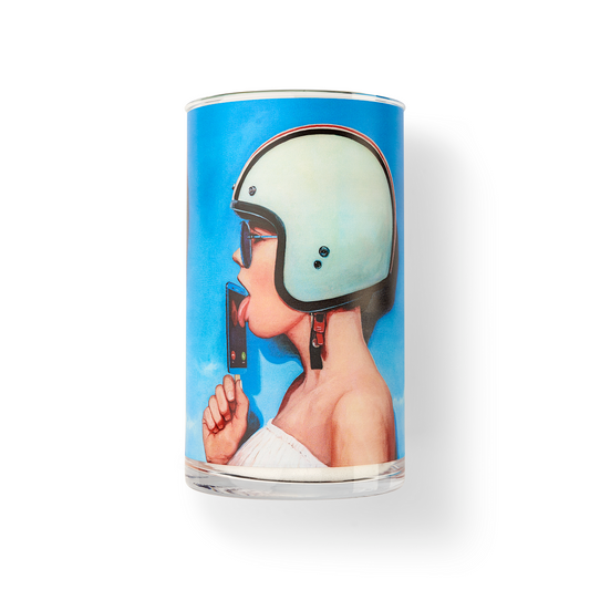 Pearled candle, natural candle pearls, Atomra Home glass candle, Phone cream licking, Algis Kriščiūnas, glass vase, natural wax, long burning hours, DIY, perfect gift idea, luxury candle, eco, long-lasting candle, interior design