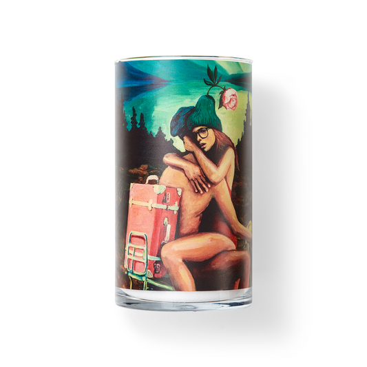 Pearled candle, natural candle pearls, Atomra Home glass candle, winter runaway, Algis Kriščiūnas, glass vase, natural wax, long burning hours, DIY, perfect gift idea, luxury candle, eco, long-lasting candle, interior design